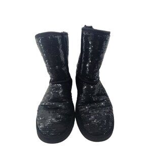 UGG Classic Short Black Sequin Lined Winter Boots Size 5
